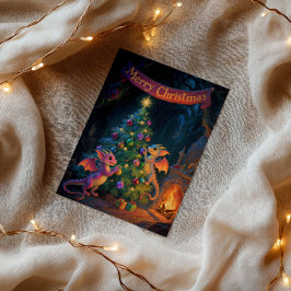 Weihnachten Höhle Drachen – Warme Feiertagsgrüße Karte