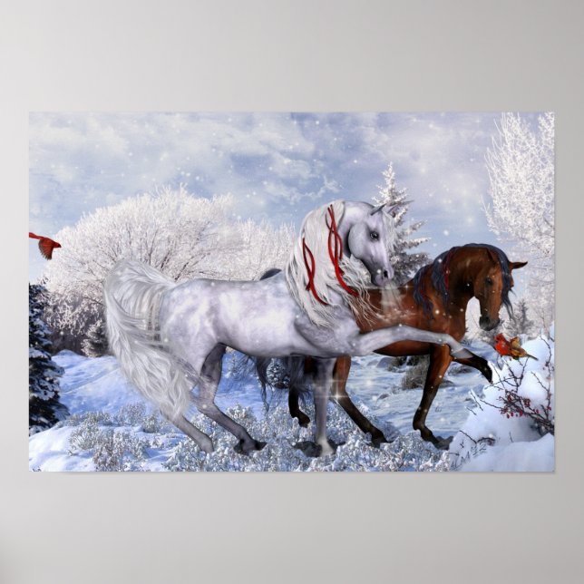 Weihnachten - Holiday Horses Poster (Vorne)