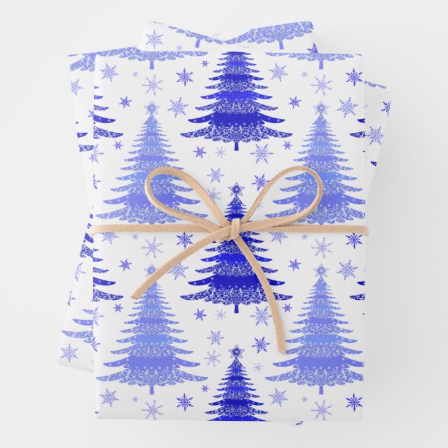 Weihnachten Holliday Blue Trees Muster Geschenk Geschenkpapier Set (Beispiel)