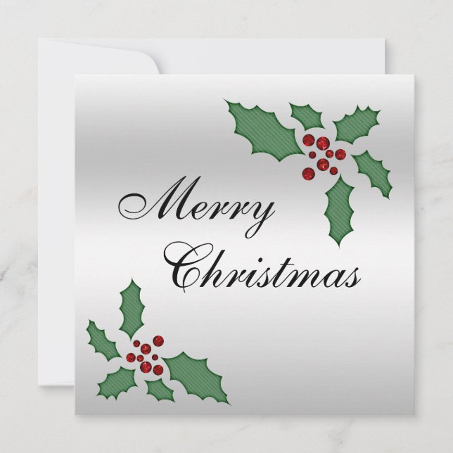 Weihnachten Holly & Berries Doppelseitig Einladung (Vorderseite)
