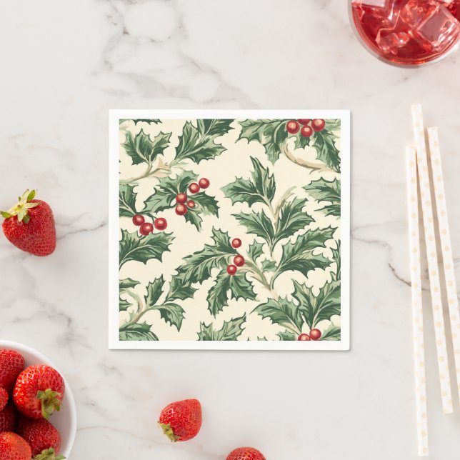Weihnachten Holly Berries Muster Decoupage Serviette (Beispiel)