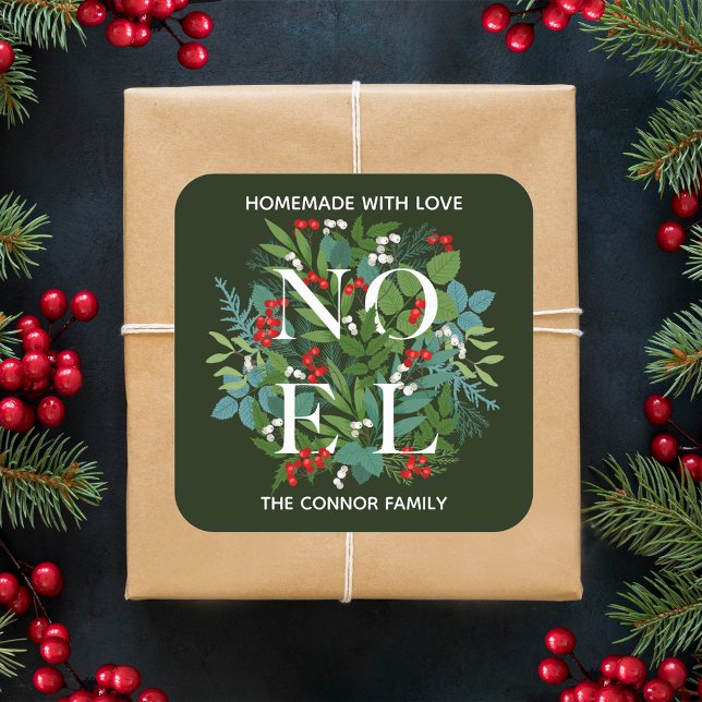 WEIHNACHTEN Holly Berries Weihnachten Quadratischer Aufkleber (Von Creator hochgeladen)