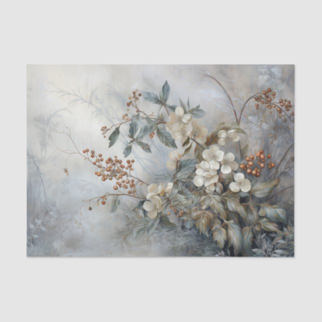 Weihnachten Holly Berry Blume im Winter Decoupage Seidenpapier (Vorderseite)