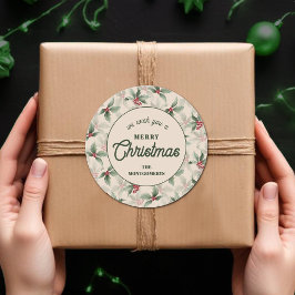 Weihnachten Holly Berry hausgemachte Feiertage Bac Runder Aufkleber