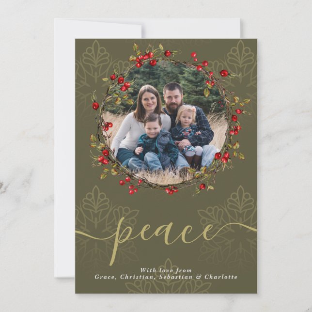 Weihnachten Holly Berry Wreath Fotovorlage (Vorderseite)