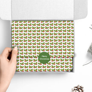 Weihnachten - Holly Blätter & Berries Bells & Gesc Seidenpapier