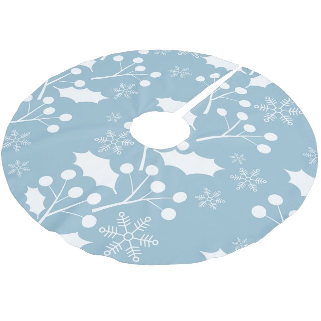 Weihnachten Holly Blätter und Berries Polyester Weihnachtsbaumdecke (Schrägansicht)