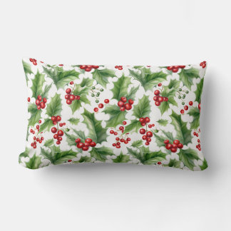 Weihnachten Holly Blätter und Rote Berries Naht Lendenkissen