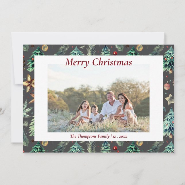 Weihnachten Holly Botanische Grüne Foto Kohle (Vorderseite)