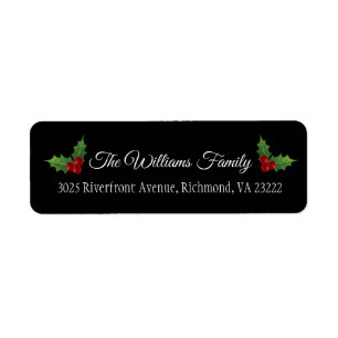 Weihnachten Holly - EDITABLE FARBEN - Rücksendeadr