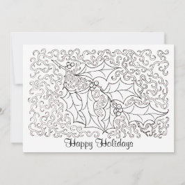 Weihnachten Holly Happy Holidays Card to Color