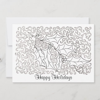 Weihnachten Holly Happy Holidays Card to Color