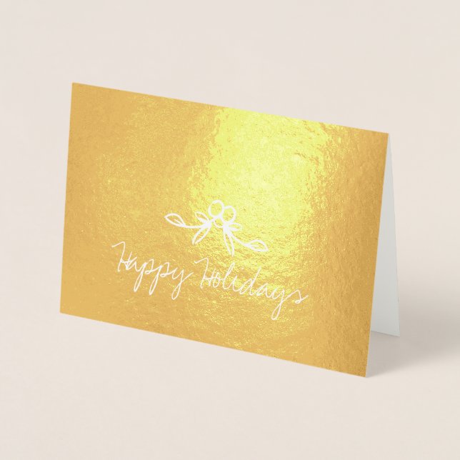 Weihnachten Holly Happy Holidays Etched Foil Card Folienkarte (Vorderseite)