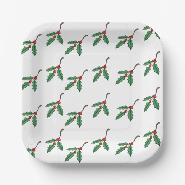 Weihnachten Holly Holiday Pappteller (Vorderseite)