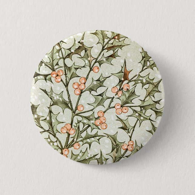 Weihnachten Holly Hübsch Antique Gruß Button (Vorderseite)
