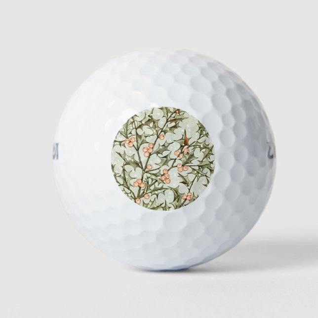 Weihnachten Holly Hübsch Antique Gruß Golfball (Vorderseite)