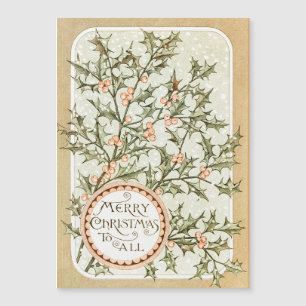 Weihnachten Holly Hübsch Antique Gruß Magnetkarte