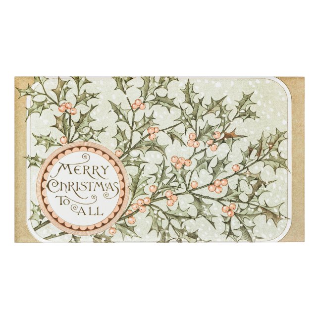 Weihnachten Holly Hübsch Antique Gruß Namenschild (Vorderseite)
