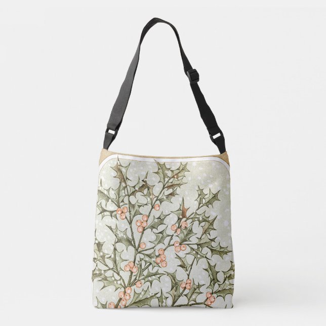 Weihnachten Holly Hübsch Antique Gruß Tragetaschen Mit Langen Trägern (Rückseite)