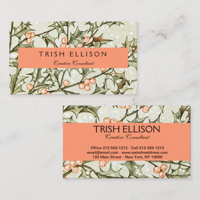 Weihnachten Holly Hübsch Antique Gruß Visitenkarte (Vorne/Hinten)