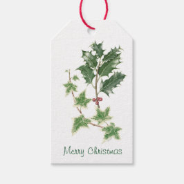 Weihnachten Holly & Ivy Sprig Botanische Wasserfar Geschenkanhänger