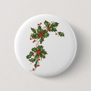 Weihnachten, Holly-Pflanze mit Roten Berries Button