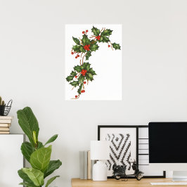 Weihnachten, Holly-Pflanze mit Roten Berries Poster