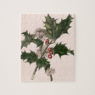 Weihnachten, Holly-Pflanze mit Roten Berries Puzzle