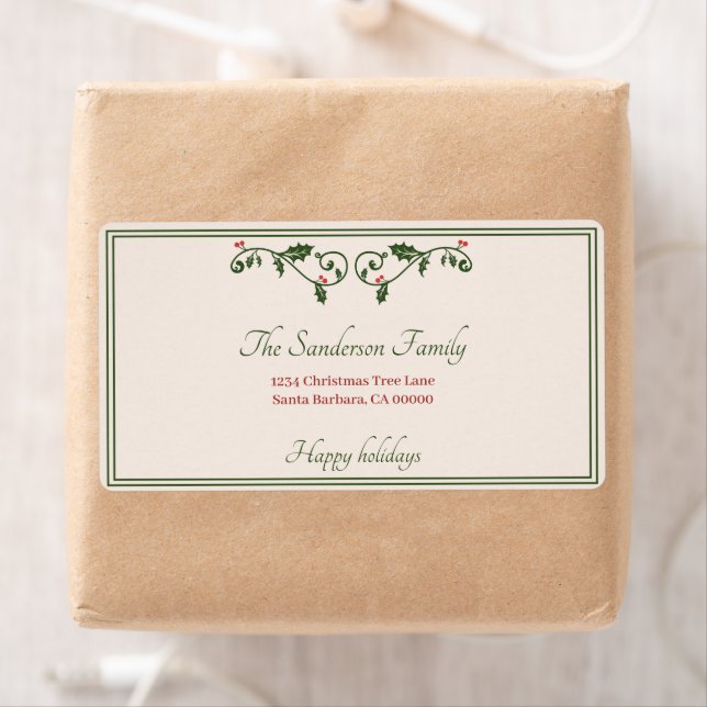 Weihnachten Holly Red Berries Holiday Rücksendeadr (Insitu)