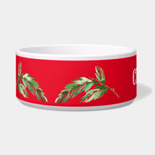 Weihnachten Holly Red & Green Name Dog Bowl Napf