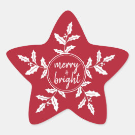 Weihnachten Holly, rot und weiß, hell Stern-Aufkleber