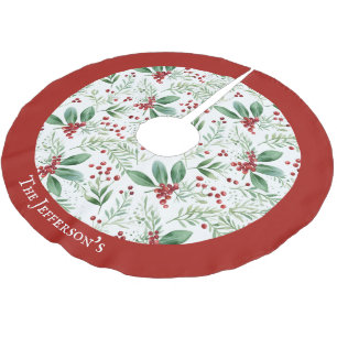 Weihnachten Holly Rot und Weiß Name Polyester Weihnachtsbaumdecke