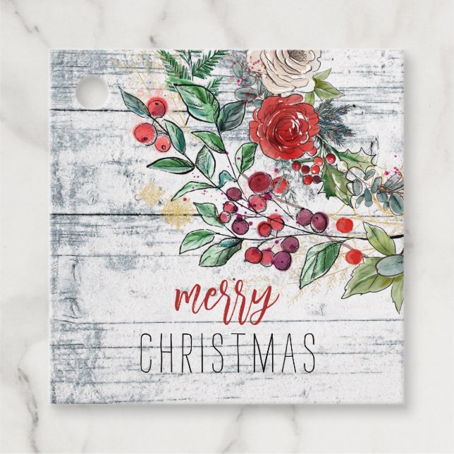 Weihnachten Holly Rustic Woliday Geschenk Geschenkanhänger (Vorderseite)