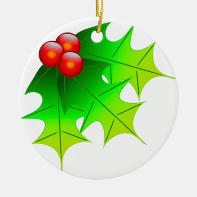Weihnachten-Holly-Transparenz-Hintergrund Keramik Ornament (Vorne)