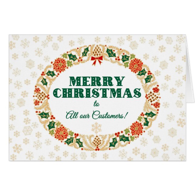 Weihnachten Holly Wreath für Kunden Schneeflocken (Vorderseite (Horizontal))