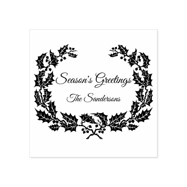 Weihnachten Holly Wreath Jahreszeit Gewohnte Grüße Gummistempel (Prägung)