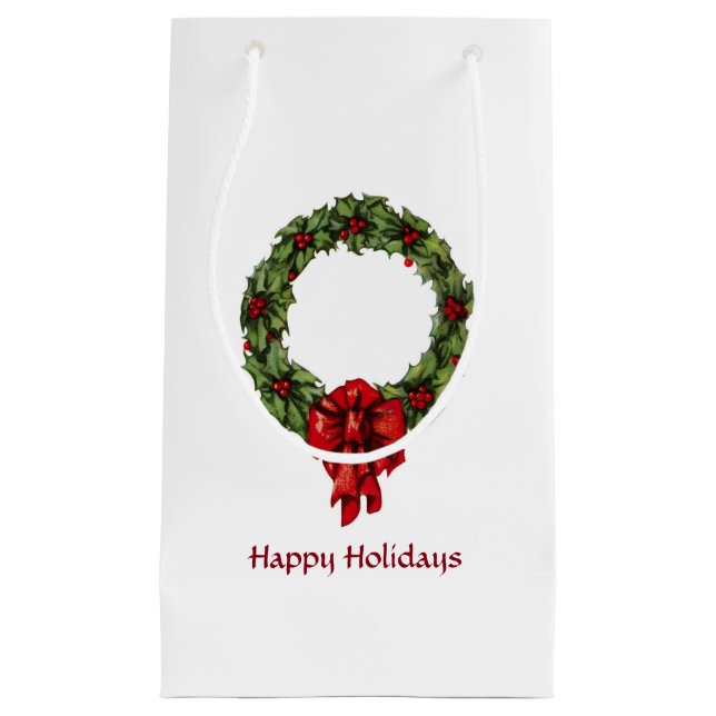Weihnachten Holly Wreath und Berries Kleine Geschenktüte (Vorderseite)