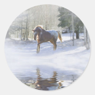 Weihnachten Horse Stickers! Runder Aufkleber