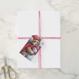 Weihnachten Hugs Teddy Bear und Snowman Geschenkanhänger