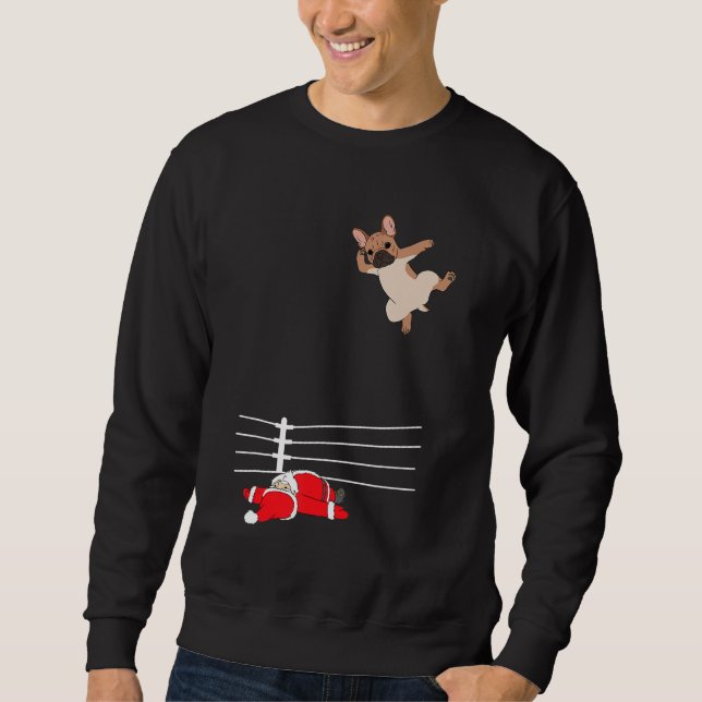 Weihnachten Hund Xmas Wrestling Weihnachtsgeschenk Sweatshirt (Vorderseite)