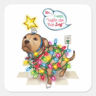 Weihnachten-Hundekleber Quadratischer Aufkleber