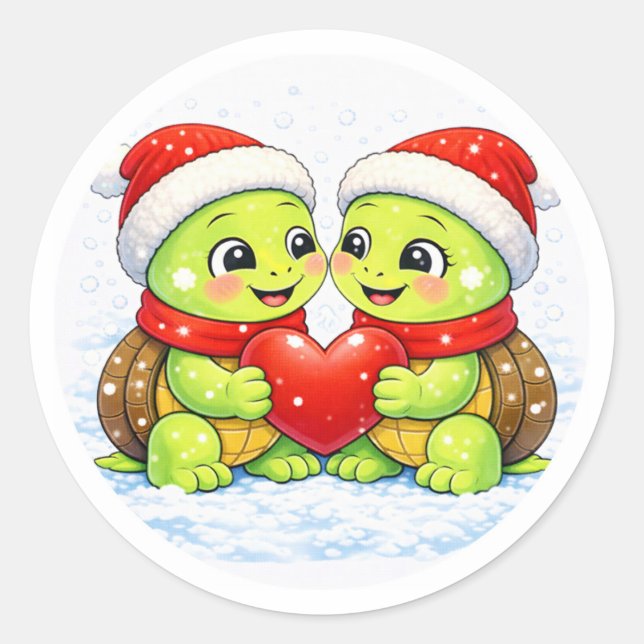 Weihnachten Hut Liebe Runder Aufkleber (Vorderseite)