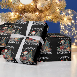 Weihnachten Ich bevorzuge Halloween Buchlese Skele Geschenkpapier