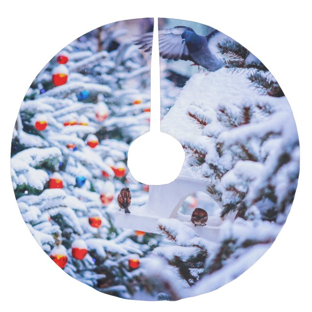 Weihnachten Idyll charmant Polyester Weihnachtsbaumdecke (Vorderseite)