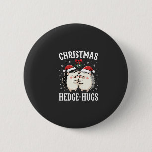 Weihnachten Igel-Umarmen Süßer Igel Feiertag Button