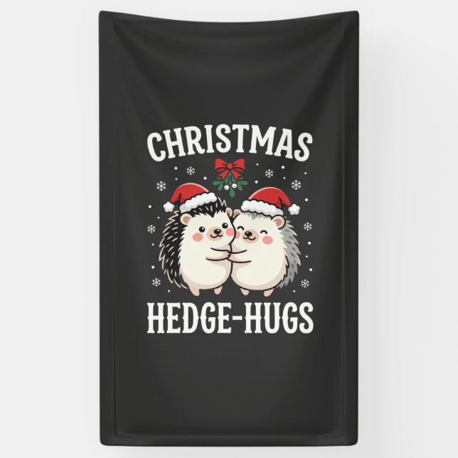 Weihnachten Igel-Umarmer Süßer Igel Feiertag Banner (Vertikal)