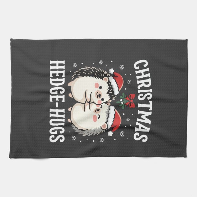 Weihnachten Igel-Umarmer Süßer Igel Feiertag Geschirrtuch (Horizontal)