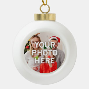 Weihnachten Ihr Foto hier Keramik Kugel-Ornament