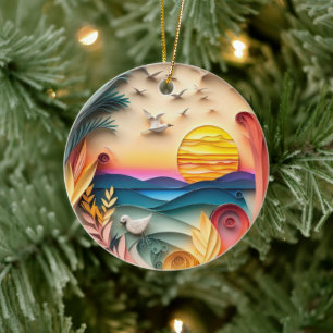 Weihnachten im 3D-Ozean Keramik Ornament
