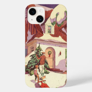 Weihnachten im alten Stil, Familienhaus im Schnee Case-Mate iPhone Hülle